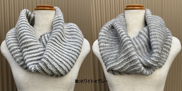 両面の色が異なる 手編みベビーアルパカのたっぷりスヌード 幅約32センチ 長さ約50センチ Teebom Online Shop